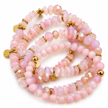RG551276R Set 4 Brățări Elastice din Rășină – Peach Blush & Gold