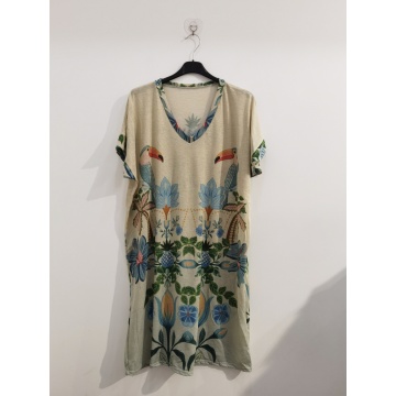 RG650953 Rochie midi din vâscoză cu lurex și imprimeu tropical – Mărime unică EU 46–52 (XL–3XL) - Img 4