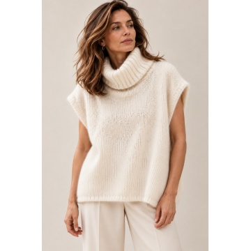 RG8195I–Pulover-Vestă Dolcevita Nuvola din Baby Alpaca & Lână – Made in Italy