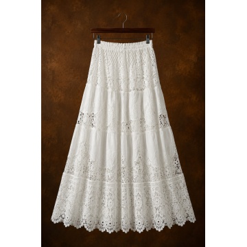 RG8967–Fustă Midi Albă Croșetată cu Jupă – Boho Elegance M–XL - Img 2