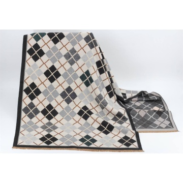 RGEC0850022-1 G Eșarfă Elegantă Argyle – Ivory, Gri & Negru | 69 × 190 cm - Img 2