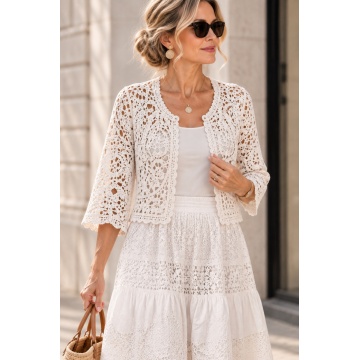 RGL72–Bolero croșetat din bumbac 100% cu nasture perlă – Elegance (S–M)  - Img 2