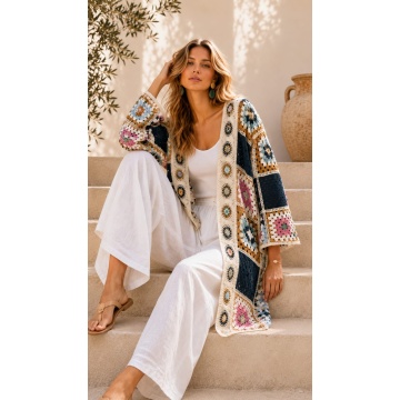 RGLS01 R Cardigan Lung Boho Croșetat 100% Acrilic (M–4XL)