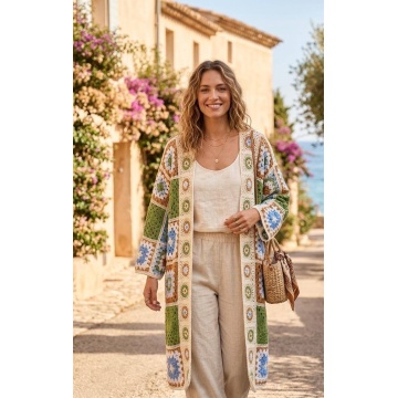 RGLS01 V Cardigan Lung Boho Croșetat 100% Acrilic (M–4XL) - Img 3