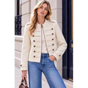 RGLU66003I–Jachetă Ivory Officer Chic cu nasturi decorativi - Img 2