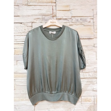 Bluza damă Satin Silk & Viscose kaki – Made in Italy RG13180 - Img 4