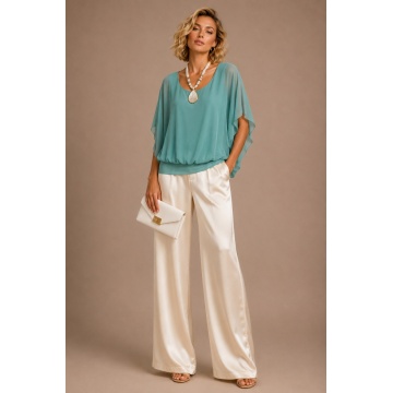 Bluză Elegantă Celadon din Mătase și Vâscoză- RG62498C - Img 5