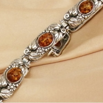 Brățară Argint 925 cu Chihlimbar Cognac „Amber Grace” B1398 - Img 5