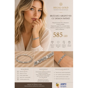 Brățară din argint cu linii infinit, model filigranat elegant B2582 - Img 6