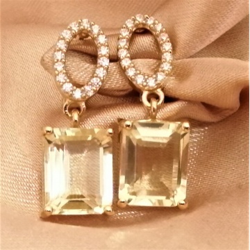 Cercei Celine -argint placat cu aur RGE010481-lemon topaz - Img 5