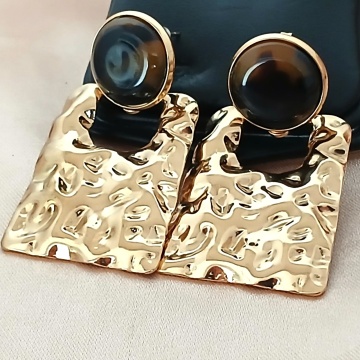 Cercei Statement Amber & Gold – Textură Organică- RG124RX189 - Img 2