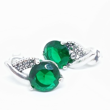 Cercei surub din argint -green quartz E3803 - Img 2