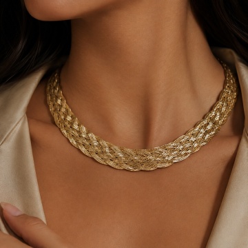 Colier Celeste, argint placat cu aur impletit in 8 lanturi -CTBTBP6LI8F35