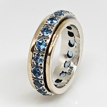 Inel Azura din argint 925 și aur 14K – cu topaz albastru natural - Img 3