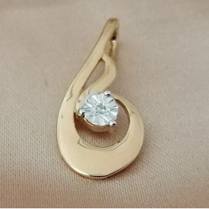 Pandantiv Shell , argint placat cu aur , Diamant -VP027144