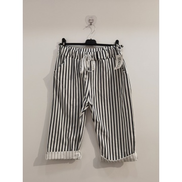 RG-BER3 Bermude damă EU 40–42 (M–L)din bumbac elastic cu dungi fine – Talie elastică | Fabricate în Italia - Img 2
