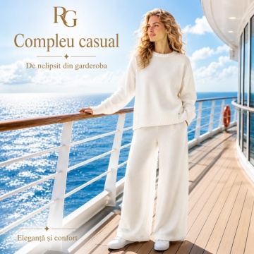 RG2442A ALB Set M–2XL tricotat premium – Pulover oversized & pantaloni largi - Img 2