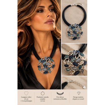 RG3070264A Colier Statement Mosaic Chic – Pandantiv Metalic Emailat Multicolor - Img 2