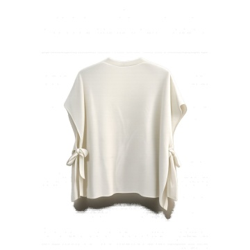 RG3761– Vestă Tricotată Oversize cu Funde Laterale – Ivory - Img 3
