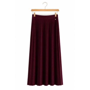 RG5009B–Fustă midi tricotată cu efect pliseu Bordo -marime universala - Img 3
