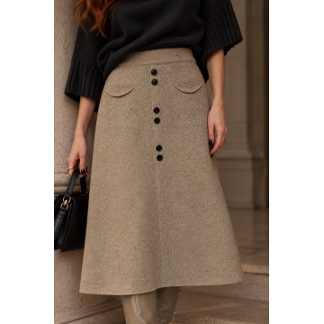 RG5390T–Fustă Midi Tricotată Taupe – Soft Elegance