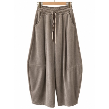 RG5606 Pantaloni Balloon cu Efect Raiat – Taupe - Img 2