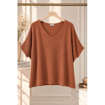 RG61777 –Bluză Oversize Modal Terracotta cu Mâneci Liliac – Soft Elegance (XL–3XL) - Img 2