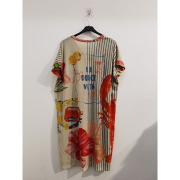 RG650960 Rochie midi Resort cu imprimeu Mediteranean și Homar – Casual Chic| Fabricată în Italia – Mărime unică EU 46–52 (XL–3XL) - Img 2