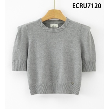 RG7120G Bluza GRI tricotată fin cu umeri structurați – Eleganță modernă - Img 2