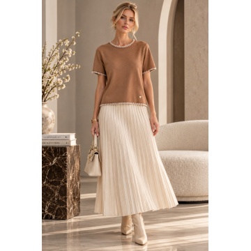 RG7228C–Bluză Camel Premium Soft Touch cu Cusături Contrastante (M–XL ) - Img 2