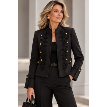 RG8812N Sacou Officer Chic cu Galoane Decorative și Nasturi Aurii
