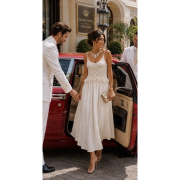 RGA8468 -Rochie Midi Couture Ivoire – Bumbac Italian & Dantelă Croșetată Luxury - Img 2