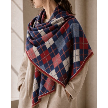 RGEC0850022-1R Eșarfă Reversibilă Argyle Mustard – Vâscoză & Bumbac, 69 × 190 cm