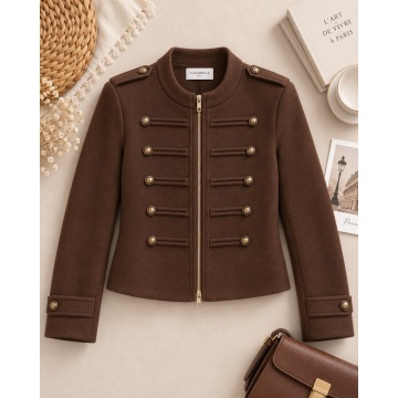 RGLU66003M–Jachetă Maro Officer Chic cu nasturi decorativi - Img 2