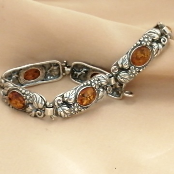 Brățară Argint 925 cu Chihlimbar Cognac „Amber Grace” B1398 - Img 2