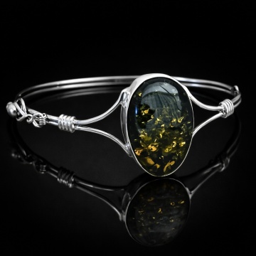 Bratara argint -chihlimbar verde - B1634 - Img 4