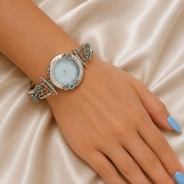 Ceas „Blue Opal Grace” – Argint 925, Opale Albastre W3699-2 - Img 2