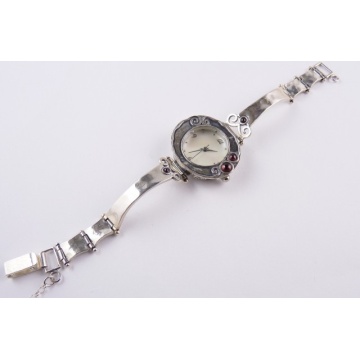 Ceas din Argint 925 cu Granate Naturale si Cadran din Sidef Royal Garnet W1578 - Img 6