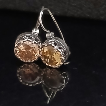 Cercei argint 925 champagne quartz E3306 - Img 3