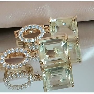 Cercei Celine -argint placat cu aur RGE010481-lemon topaz - Img 1