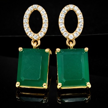 Cercei Celine -argint placat cu aur RGE010481 onix verde