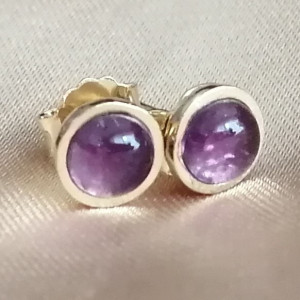 Cercei din argint placat cu aur 14k - ametist E719