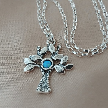 Colier argint arborele vietii cu opal N3826 - Img 2