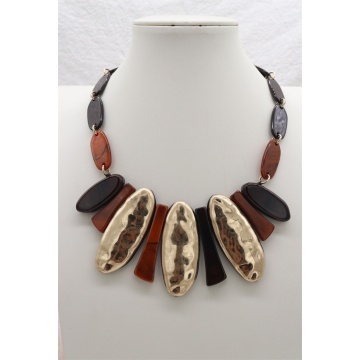 Colier Statement – Accente Caramel & Auriu Texturat- COLLIER2700186 B