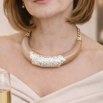 Colier Statement Nude Beige & Gold – Accent Organic- RGCL-2700213 N - Img 4