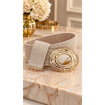 Curea Elastică Statement Oval Gold – Cataramă Metalică cu Rășină RGCT-AU11020B