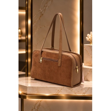 Geantă de Umăr Bestini Suede Chic – Cognac, cu Cataramă RG25657A - Img 5