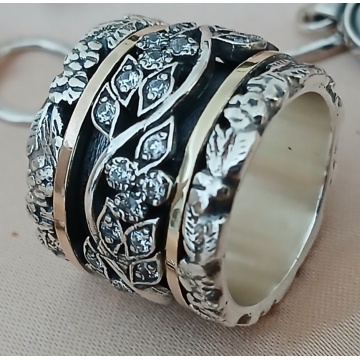 Inel argint 925 și aur 14K – Althéa | Design floral cu zirconii elegante - Img 6