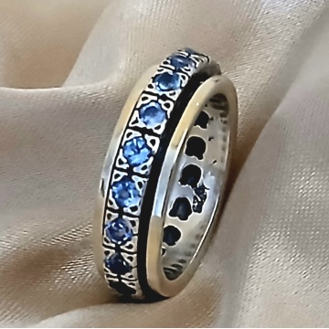 Inel Azura din argint 925 și aur 14K – cu topaz albastru natural