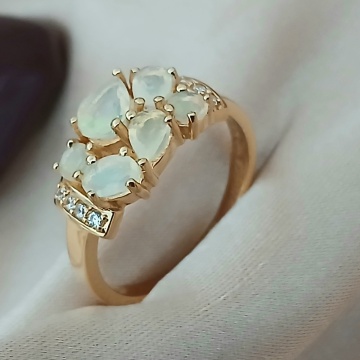 Inel Elia -argint placat cu aur -RGR07243 opal etiopian - Img 2